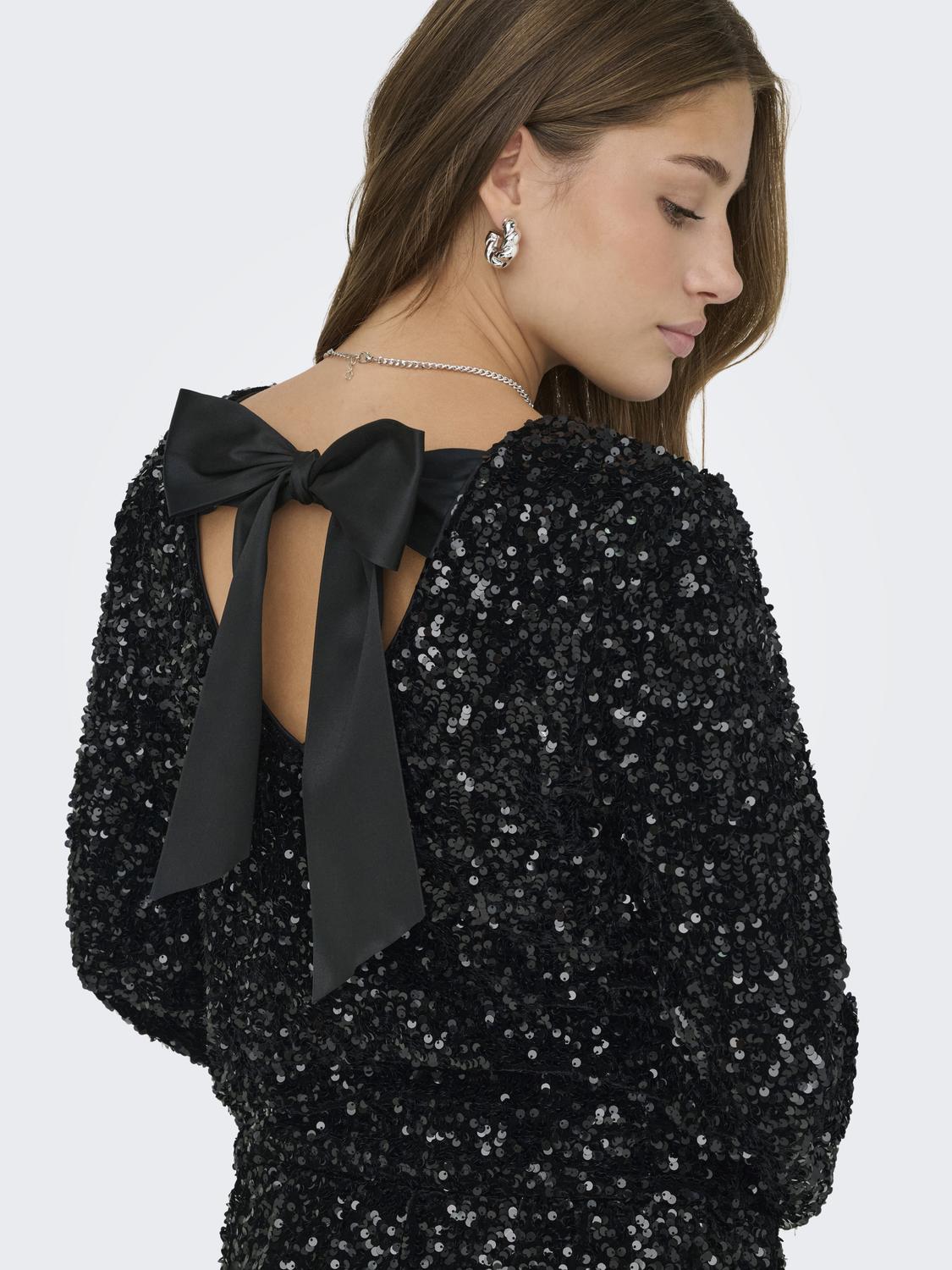 Onlconfidence L/s Sequin Bow Top Jrs Sort