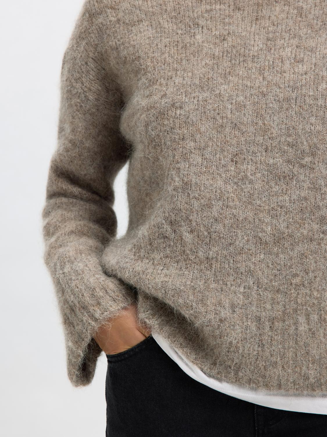 Slfgabriella Ls Knit High Neck Noos Beige
