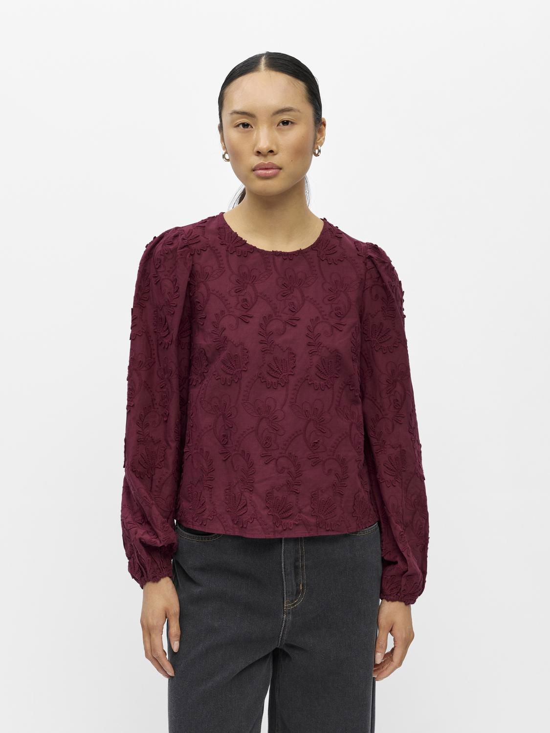 Objmya Re L/s Top Noos Burgunder