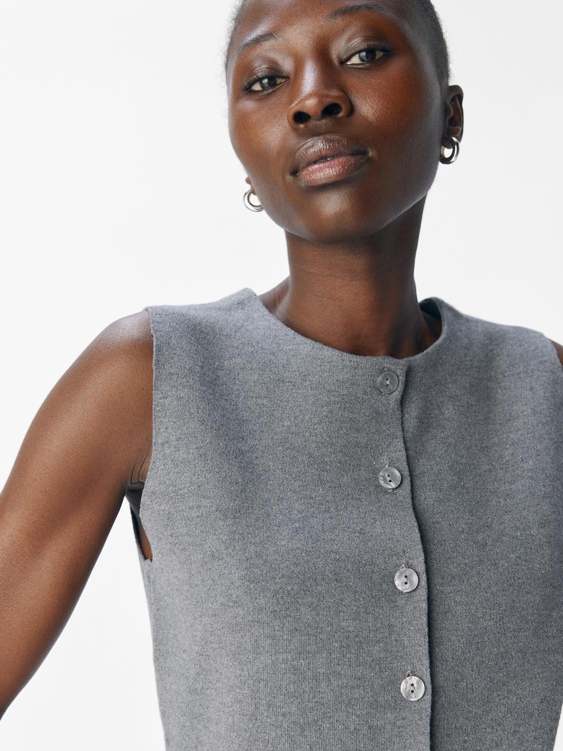 Objreynard Re Knit Vest Div Mellomgrå