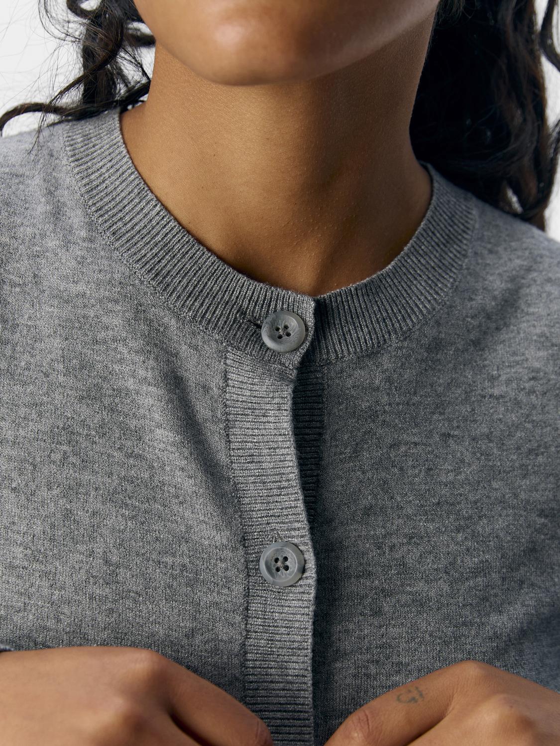 Objthess L/s Short Cardigan Noos Mellomgrå