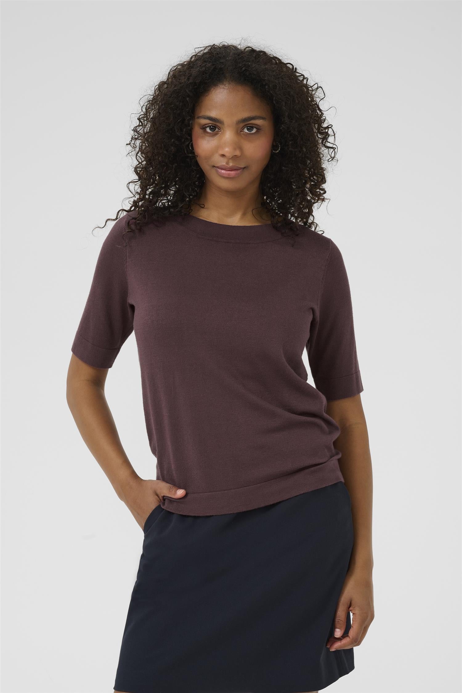 Kalizza Boatneck Solid Pullover Fudge