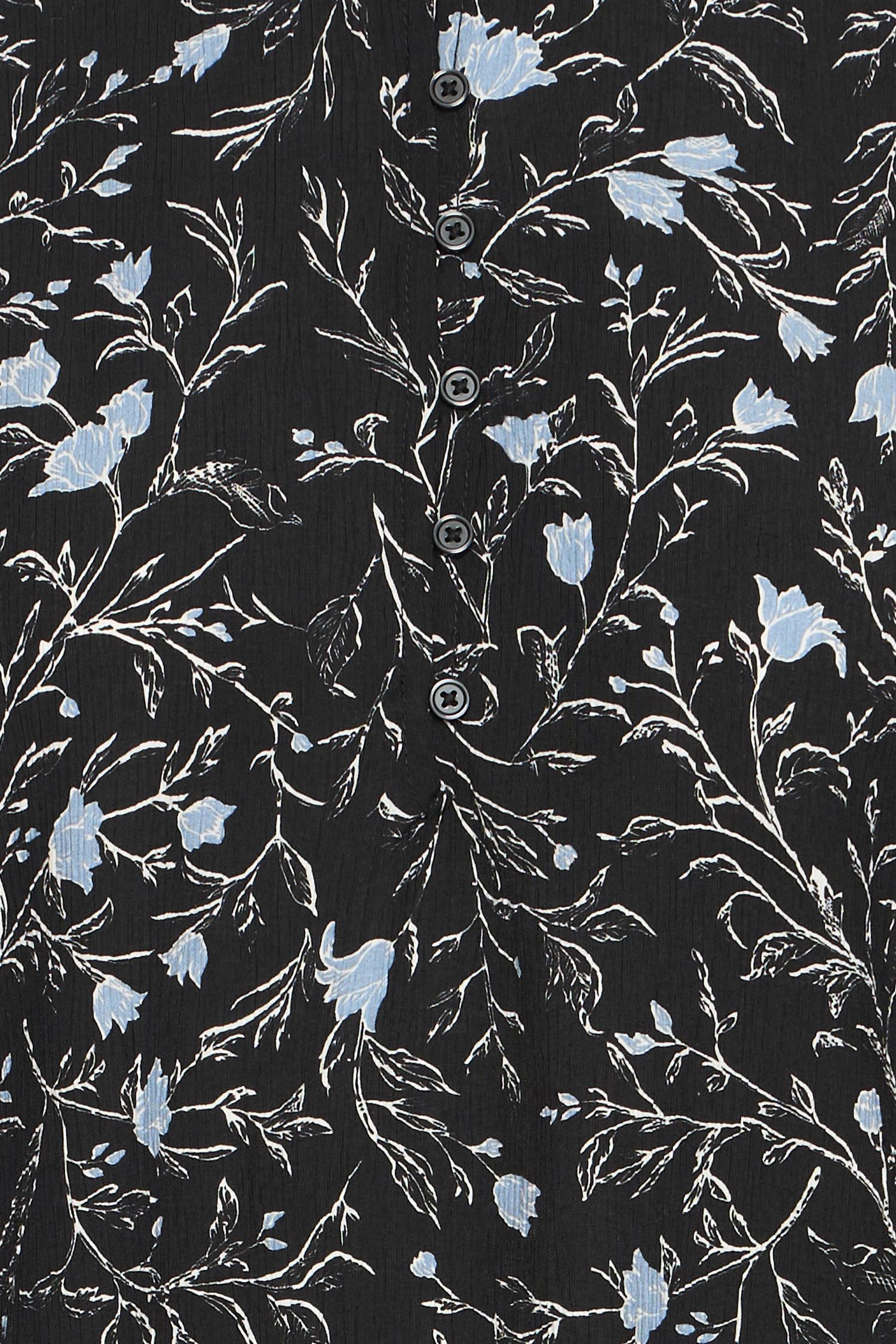 Pzkalulla Ls Blouse Black Blue Flower Print