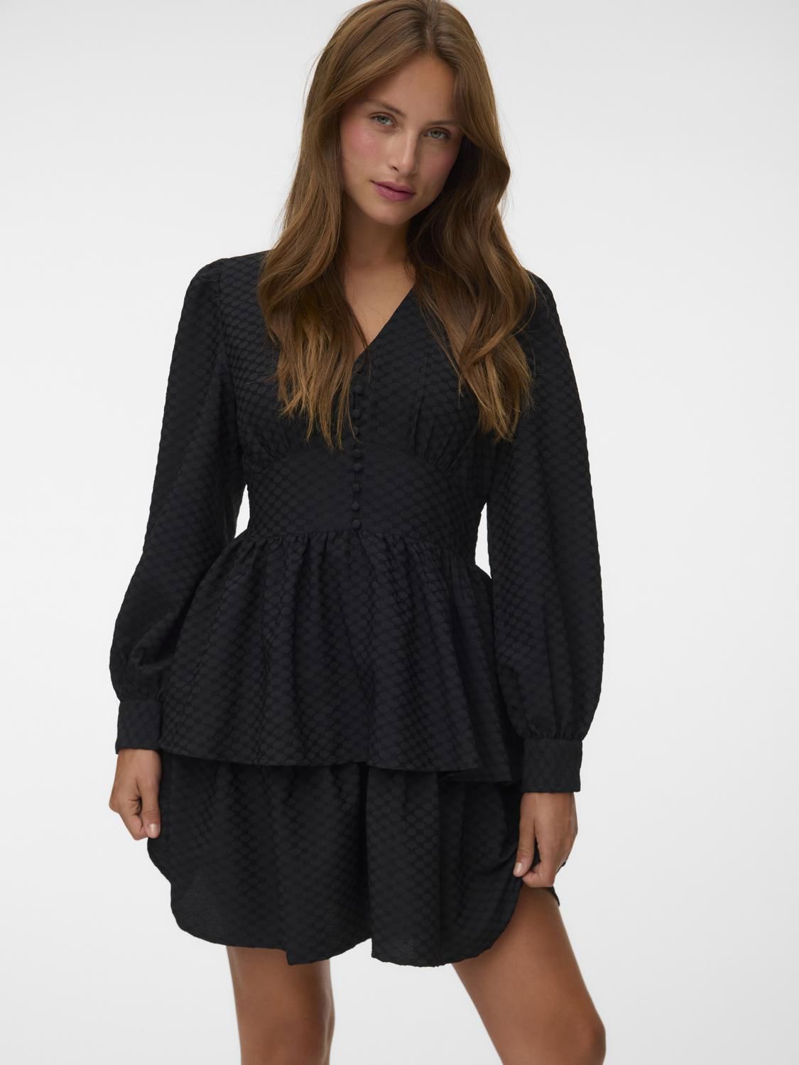 Vmaugusta Ls Layer Short Dress Wvn Sort