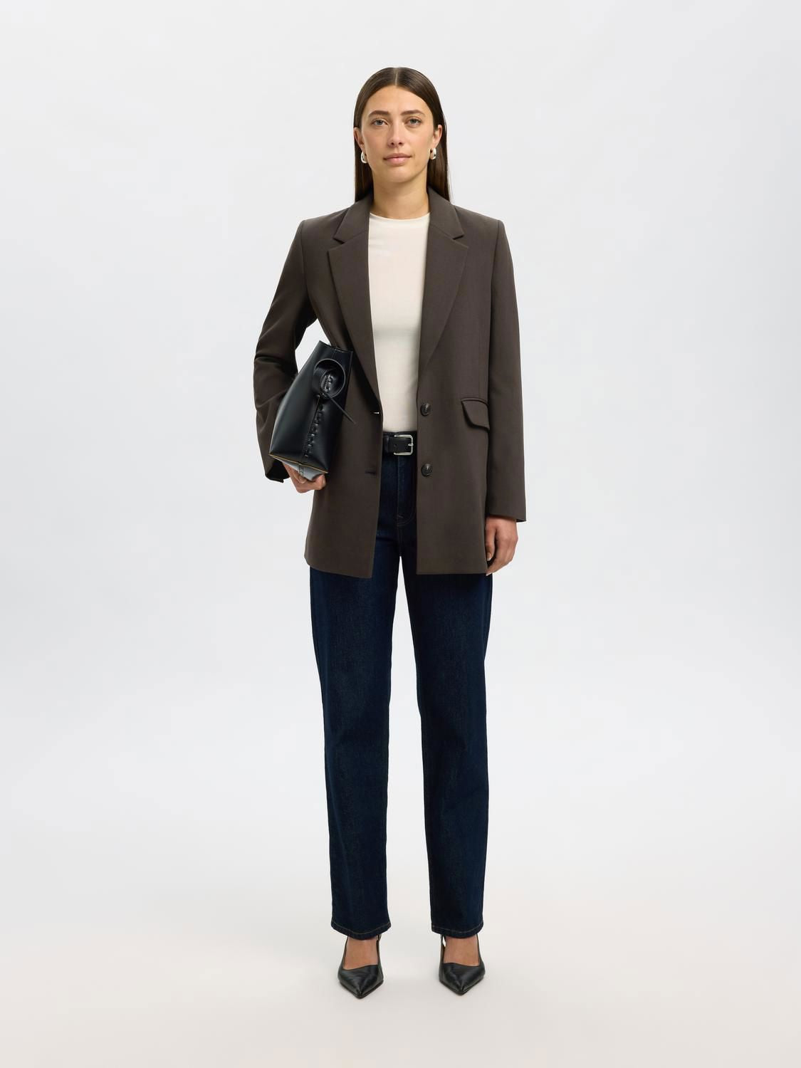 Slwrita Ls Relaxed Blazer Mel Noos Brun