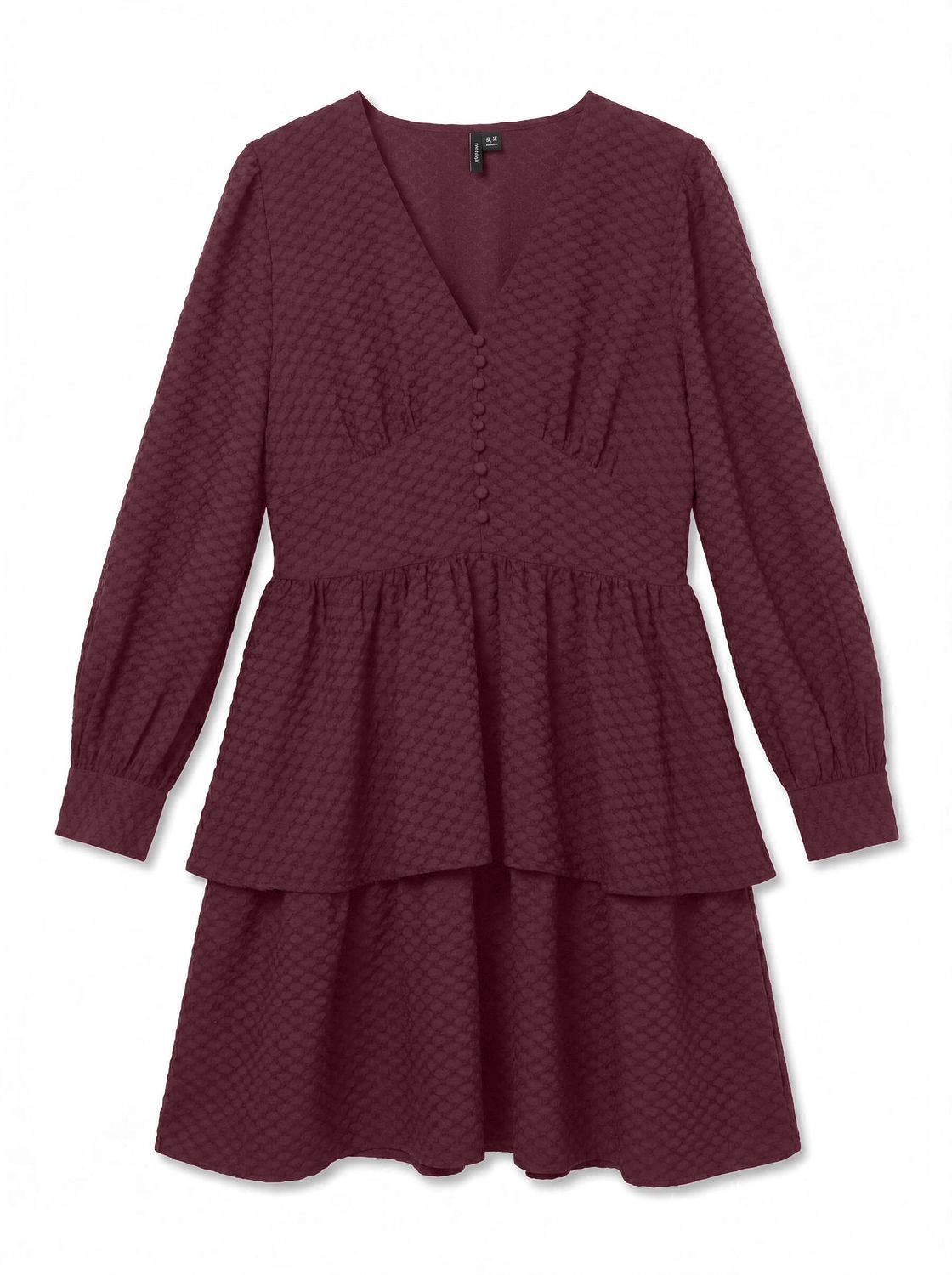 Vmaugusta Ls Layer Short Dress Wvn Burgunder
