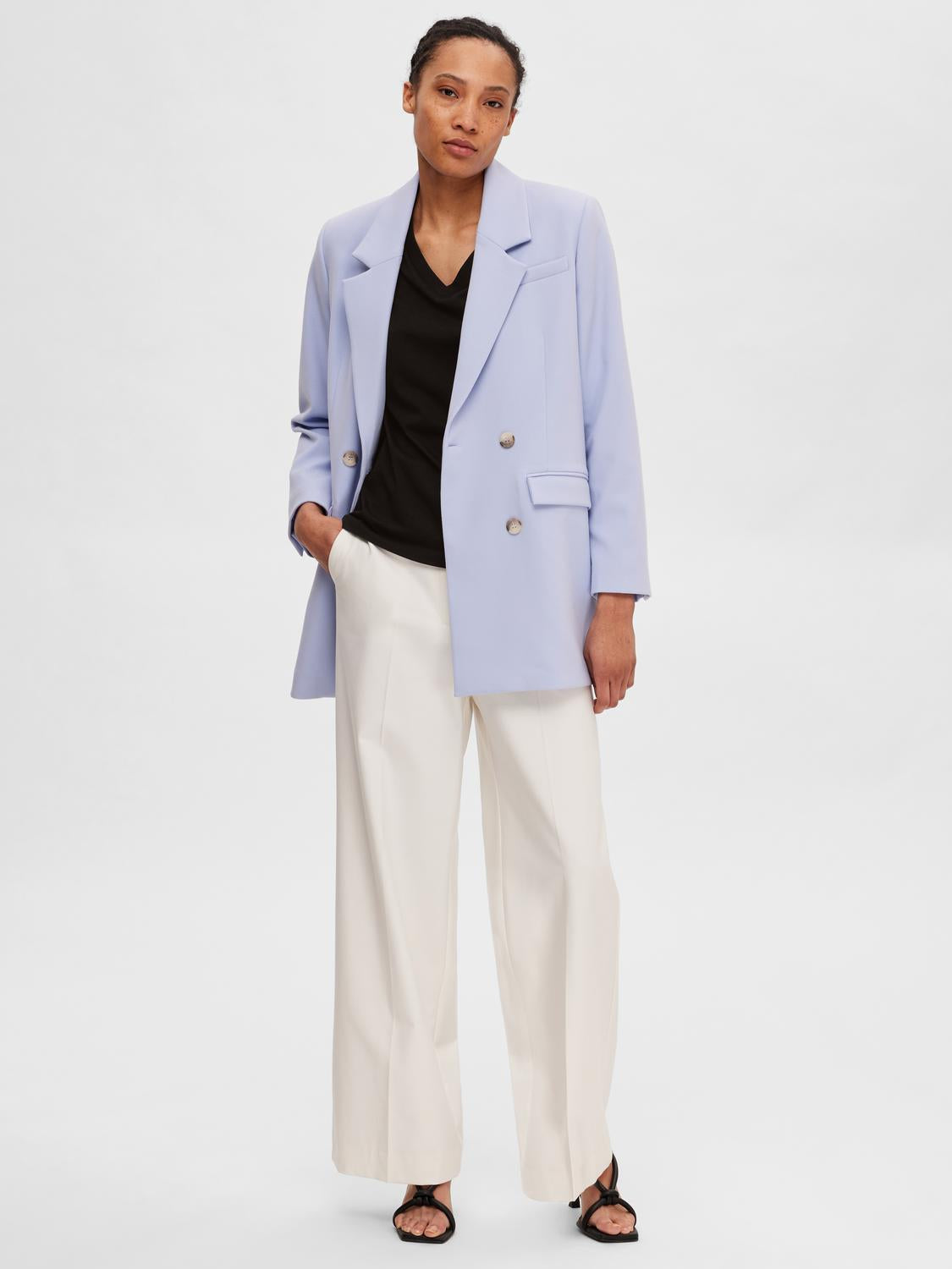 SLFMYESSENTIAL SS V-NECK TEE NOOS Sort