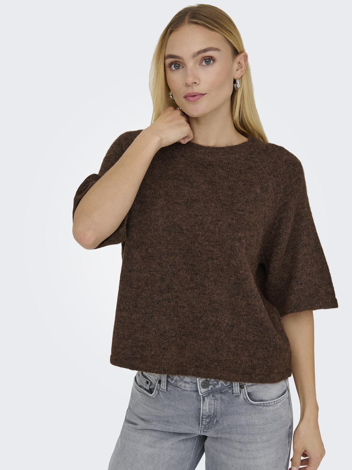 Onlazu 2/4 Raglan O-Neck Knt Brun