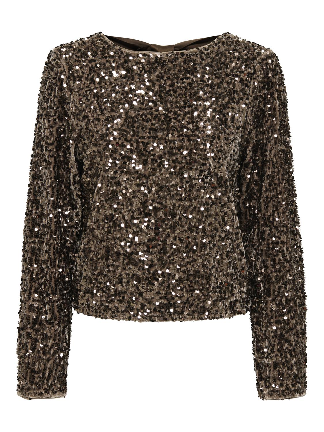 Onlconfidence L/s Sequin Bow Top Jrs Mellombrun