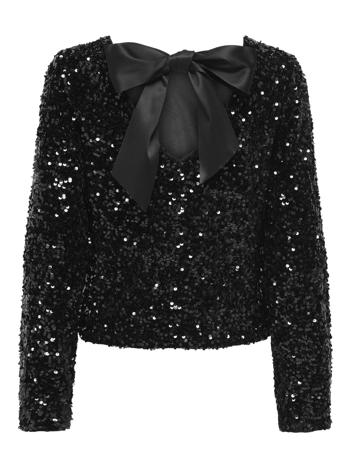 Onlconfidence L/s Sequin Bow Top Jrs Sort
