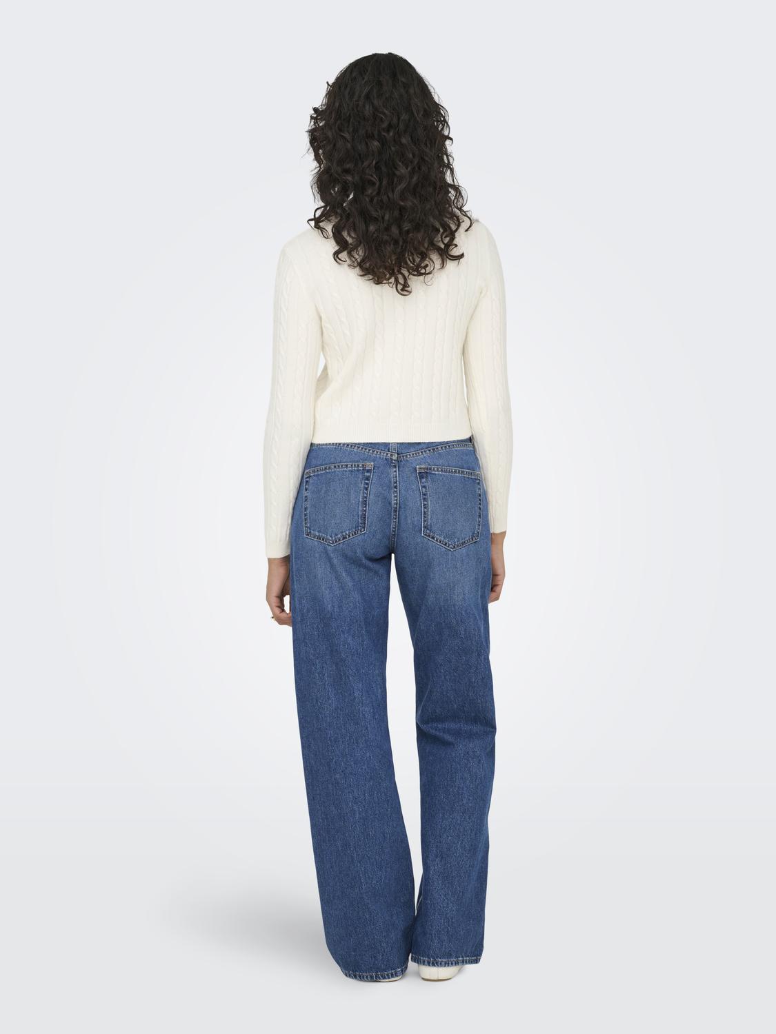 Onlkatia Ls Cable Button Cardigan Cc Knt Hvit