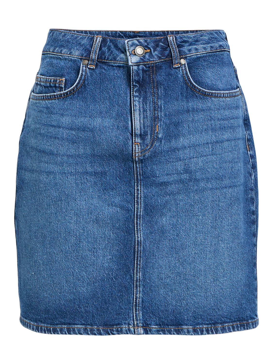 OBJELLEN HW SHORT DENIM SKIRT NOOS Mellomblå
