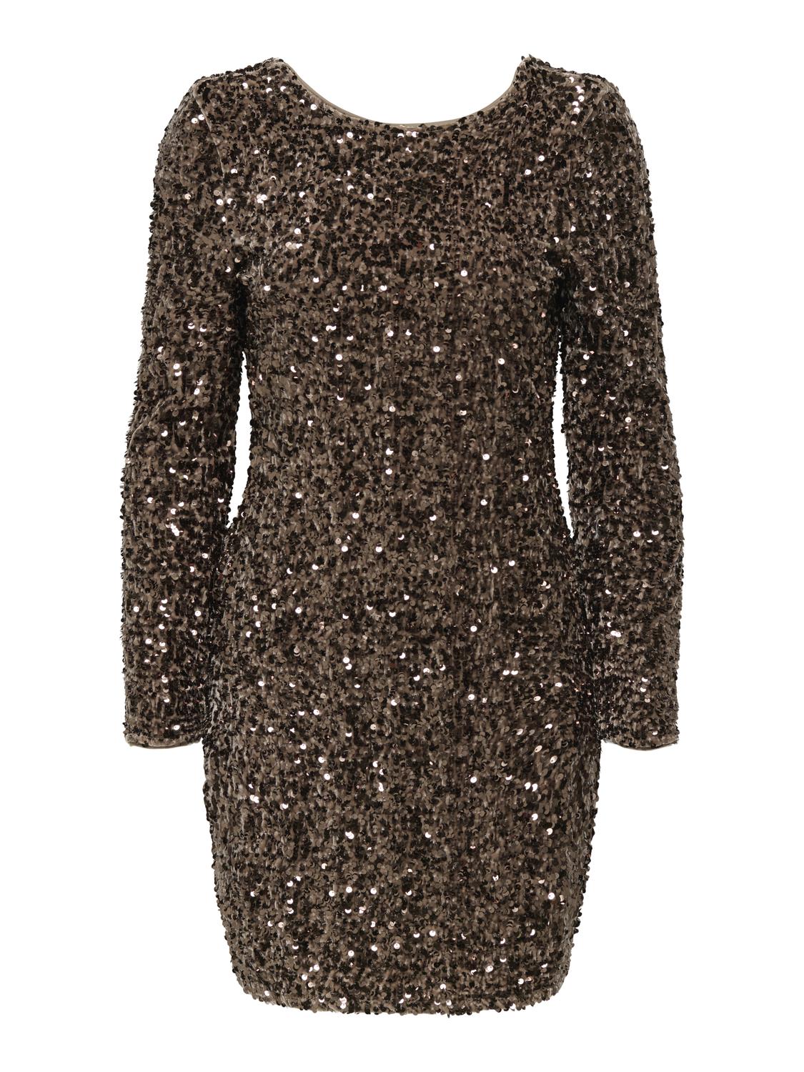 Onlconfidence L/s Deep Sequins Dressjrs. Brun