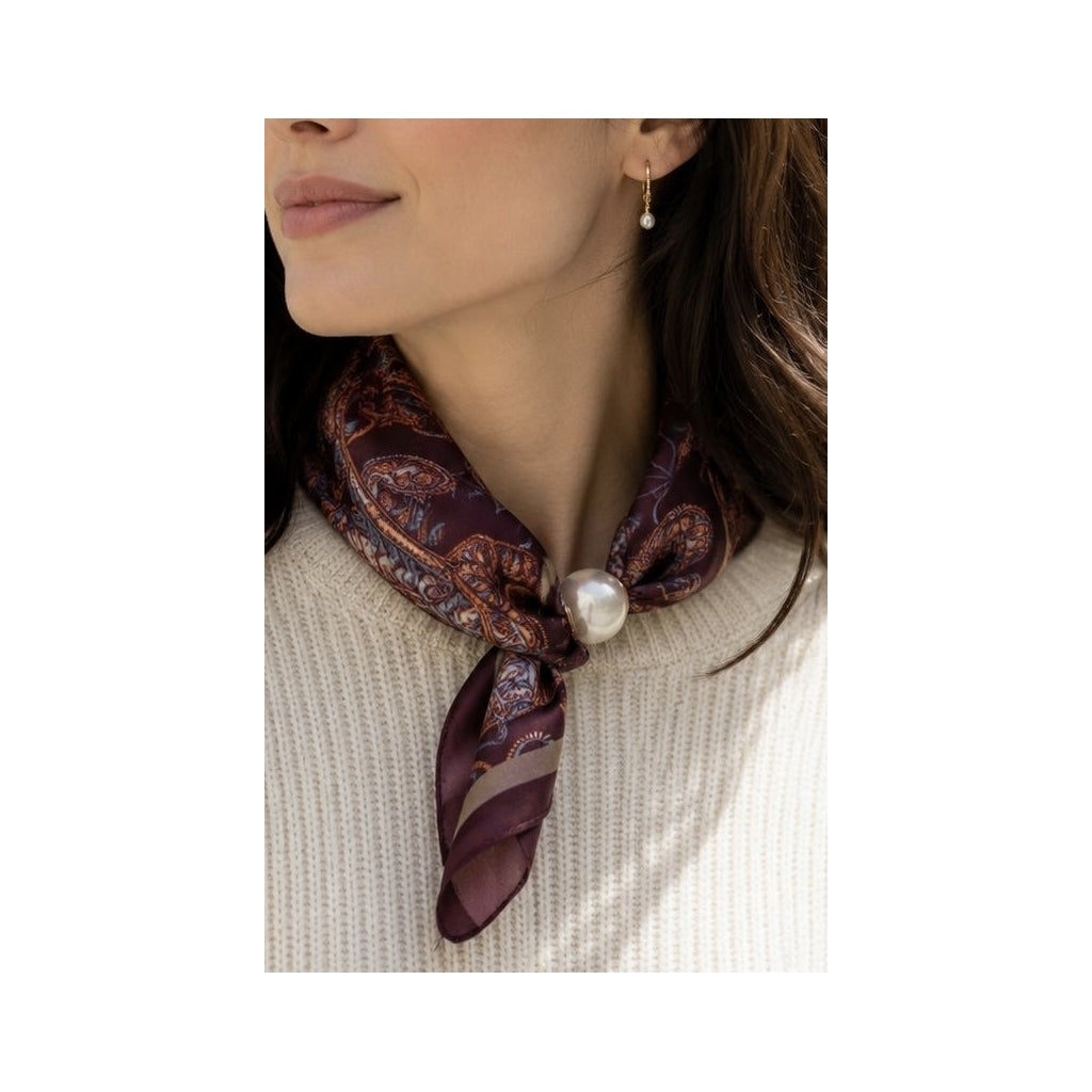 SCARF SMALL PAISLEY&PEARL Burgunder