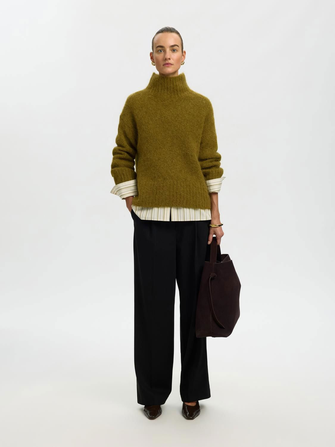 Slwgabriella Ls Knit High Neck Noos Grønn