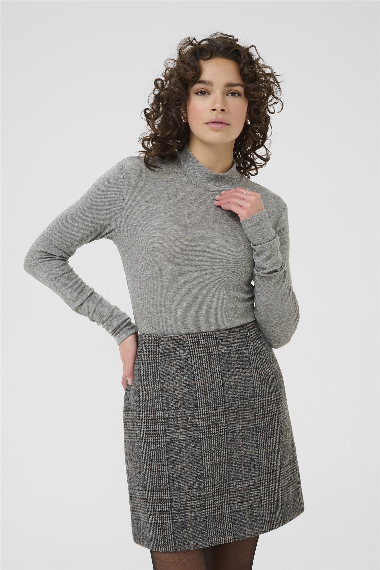 Kaiben Roll Neck T-Shirt Grey Melange