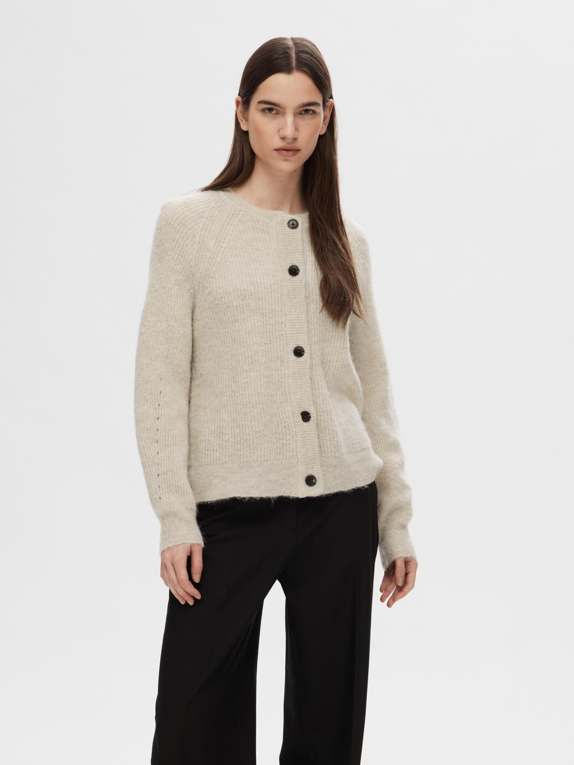 Slflulu Ls Knit Short Cardigan Noos Grå