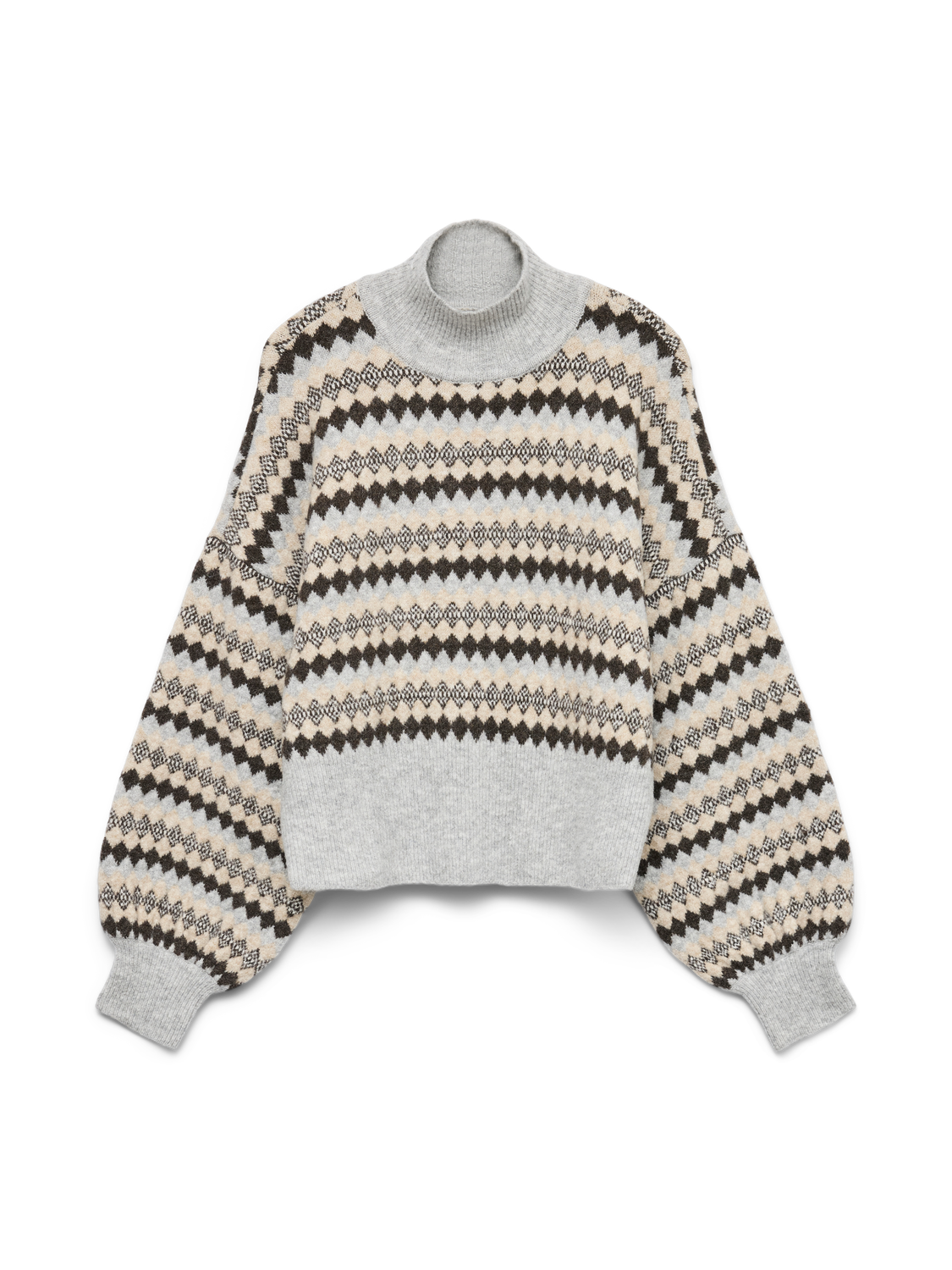 Vmgaiva Ls Highneck Pullover No Lysegrå