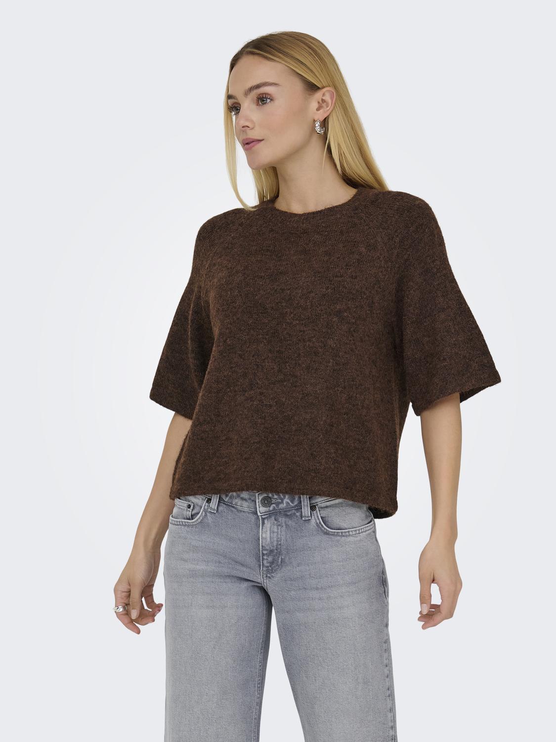 Onlazu 2/4 Raglan O-Neck Knt Brun