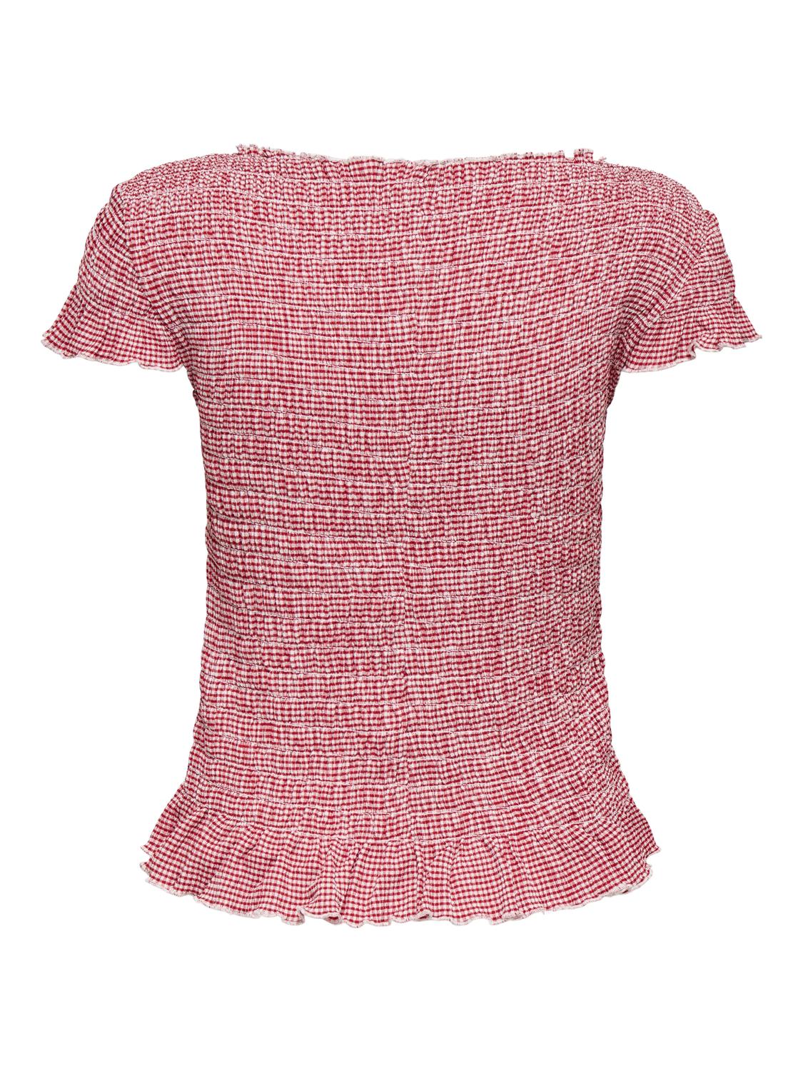 Onlcelle Cap Smock Boatneck Top Jrs Rød