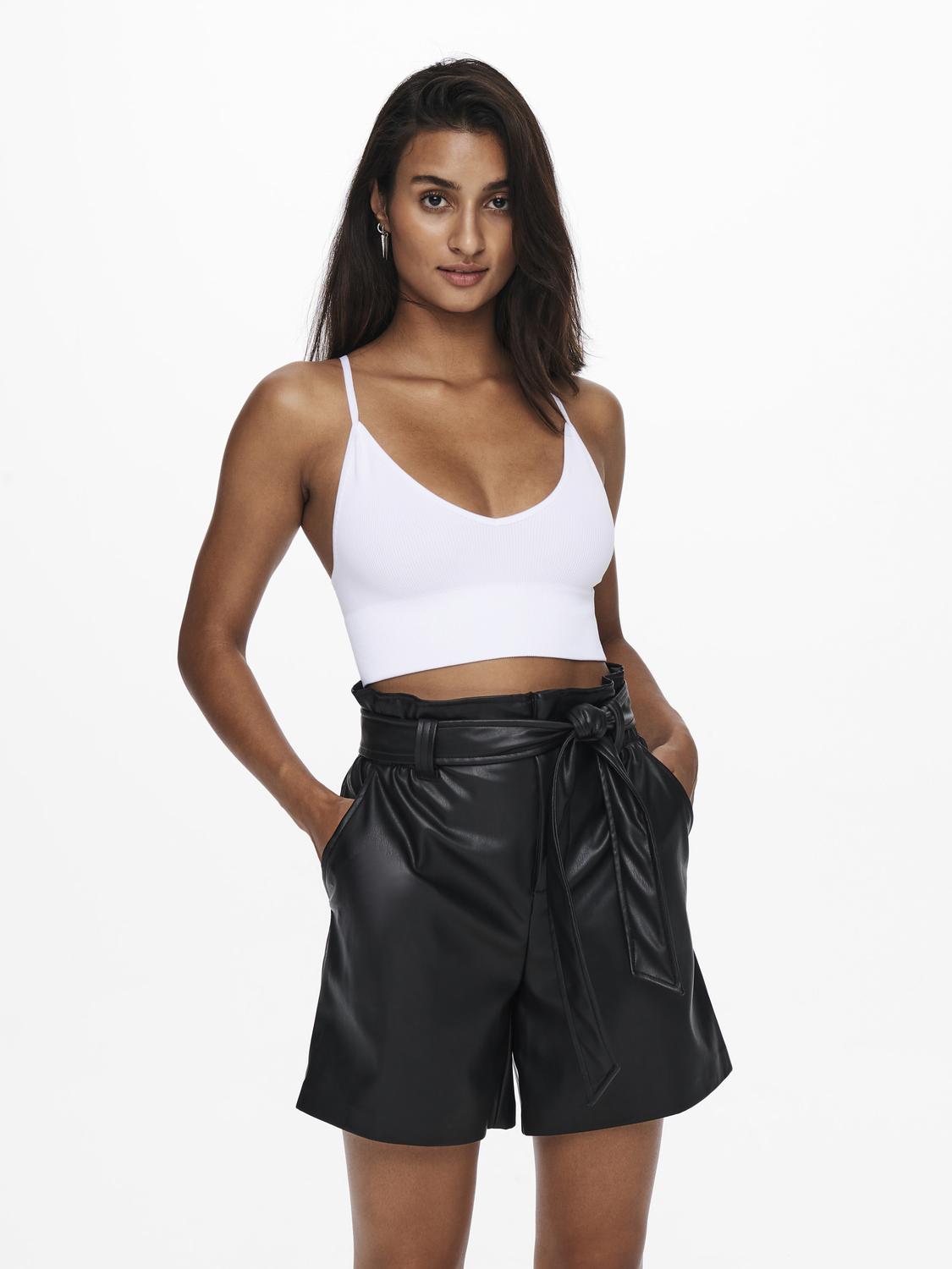 Onlvicky Rib Seamless Vneck Top Noos Acc Hvit