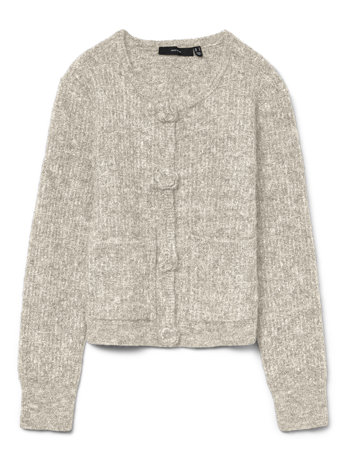 VMBLOSSOM LS O-NECK CARDIGAN BOO Lysegrå