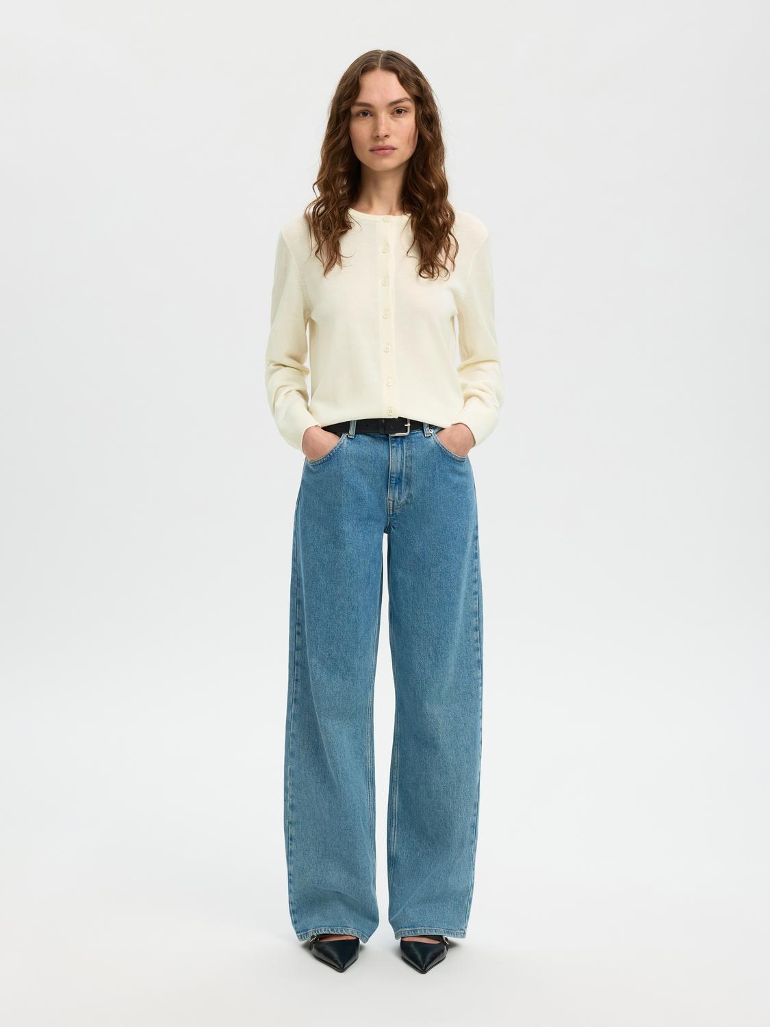 Slwthea Ls Knit Merino Cardigan Noos Hvit