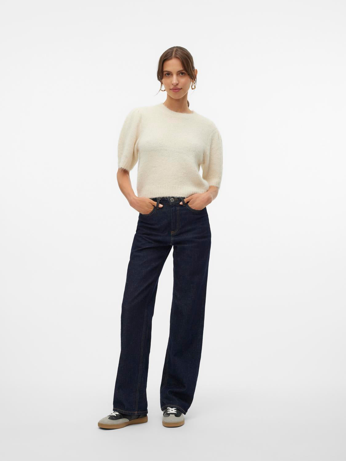 VMNOVAH SS O-NECK PUFF PULLOVER GA NOOS Lysegrå