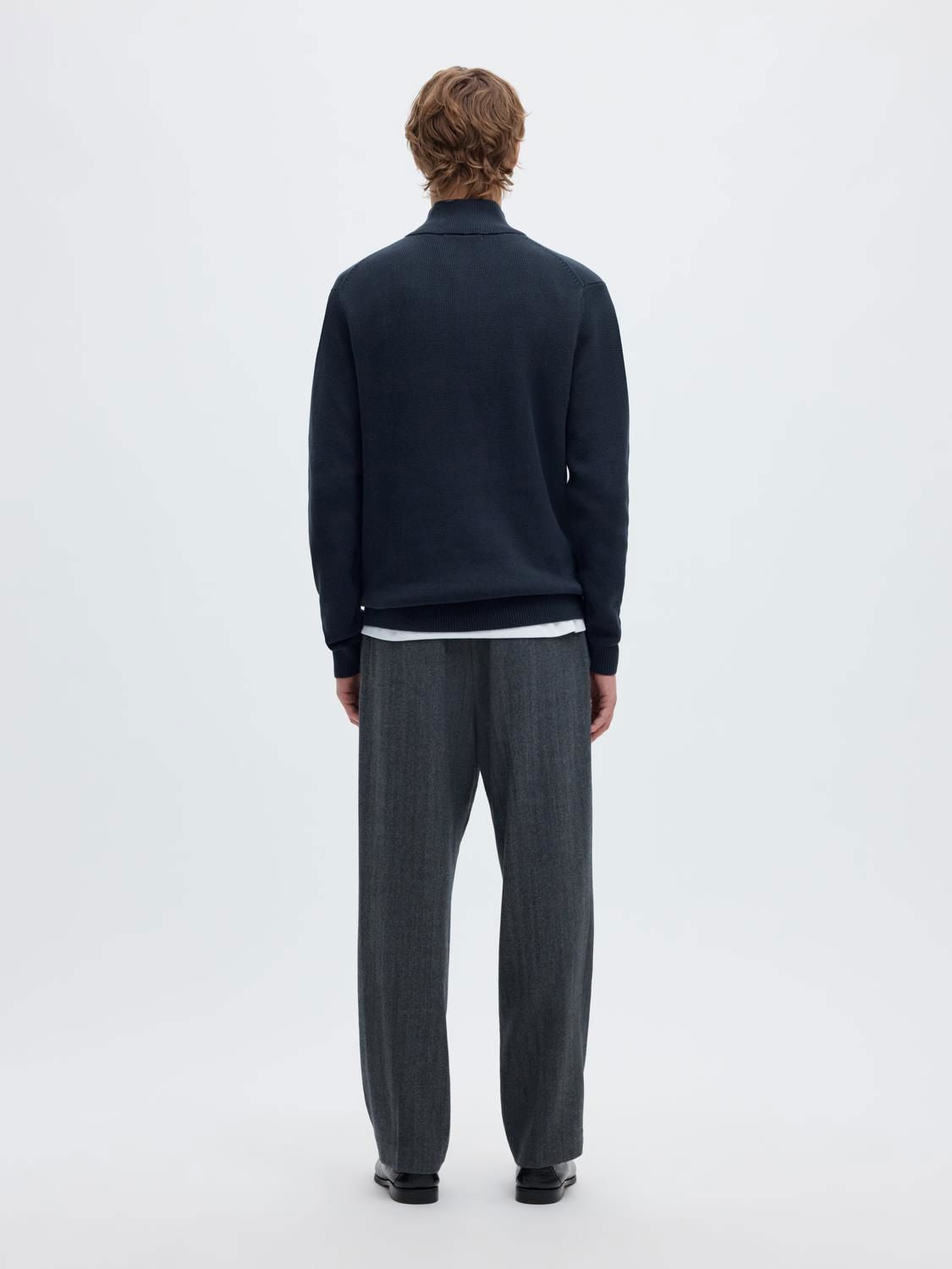 Slmdane Ls Knit Reg Struc Half Zip Noos Blå