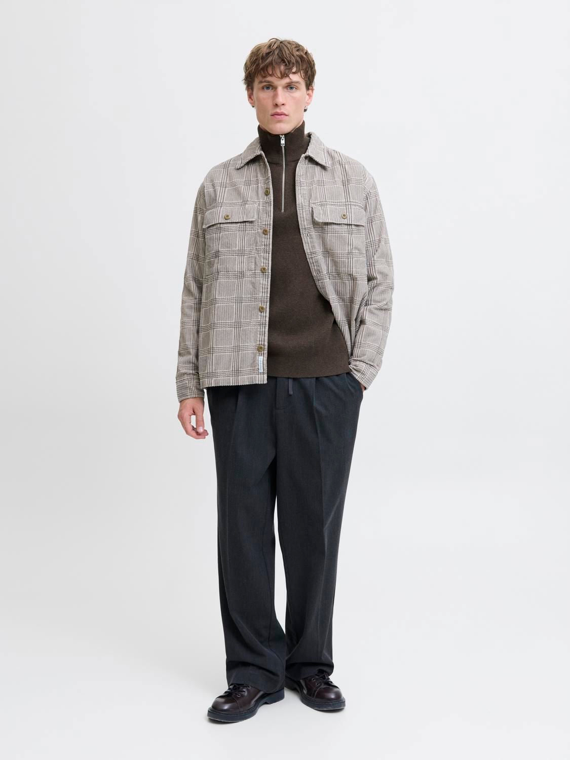 Jprmilano Stitch Knit Half Zip Sn Brun