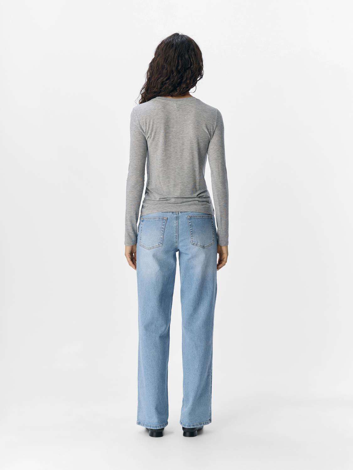 Objzofia Sli L/s O-Neck Top Noos Mellomgrå