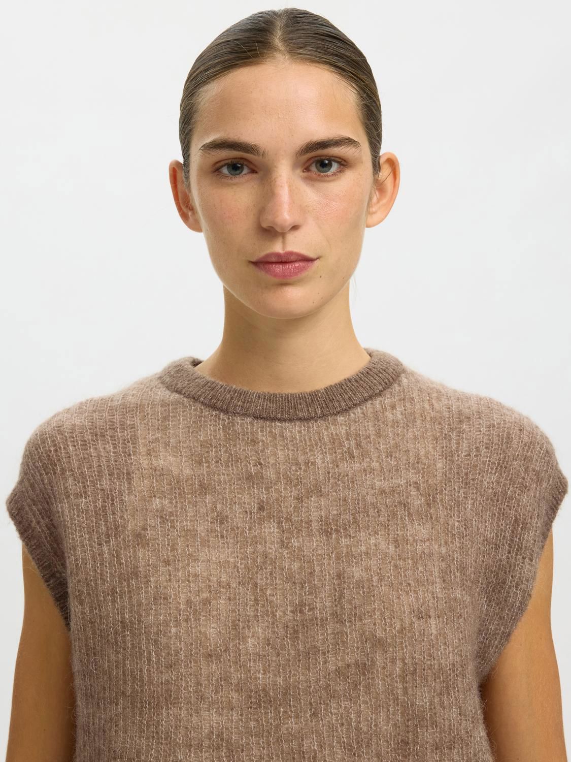 Slflulu Loose Sl Knit O-Neck Beige