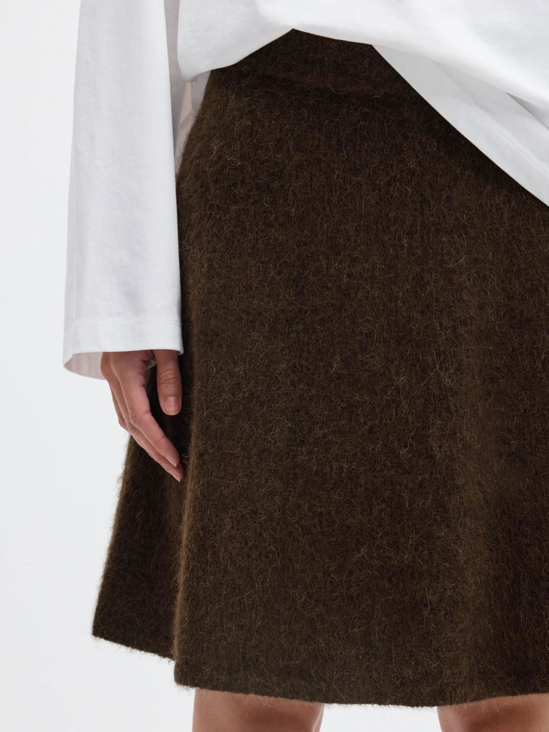 Slwlulu Brushed Hw Knit Skirt Noos Brun