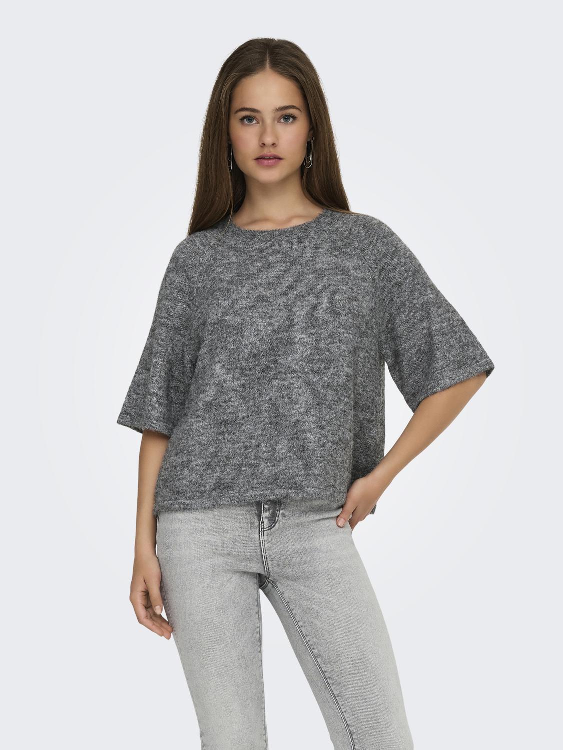 Onlazu 2/4 Raglan O-Neck Knt Grå