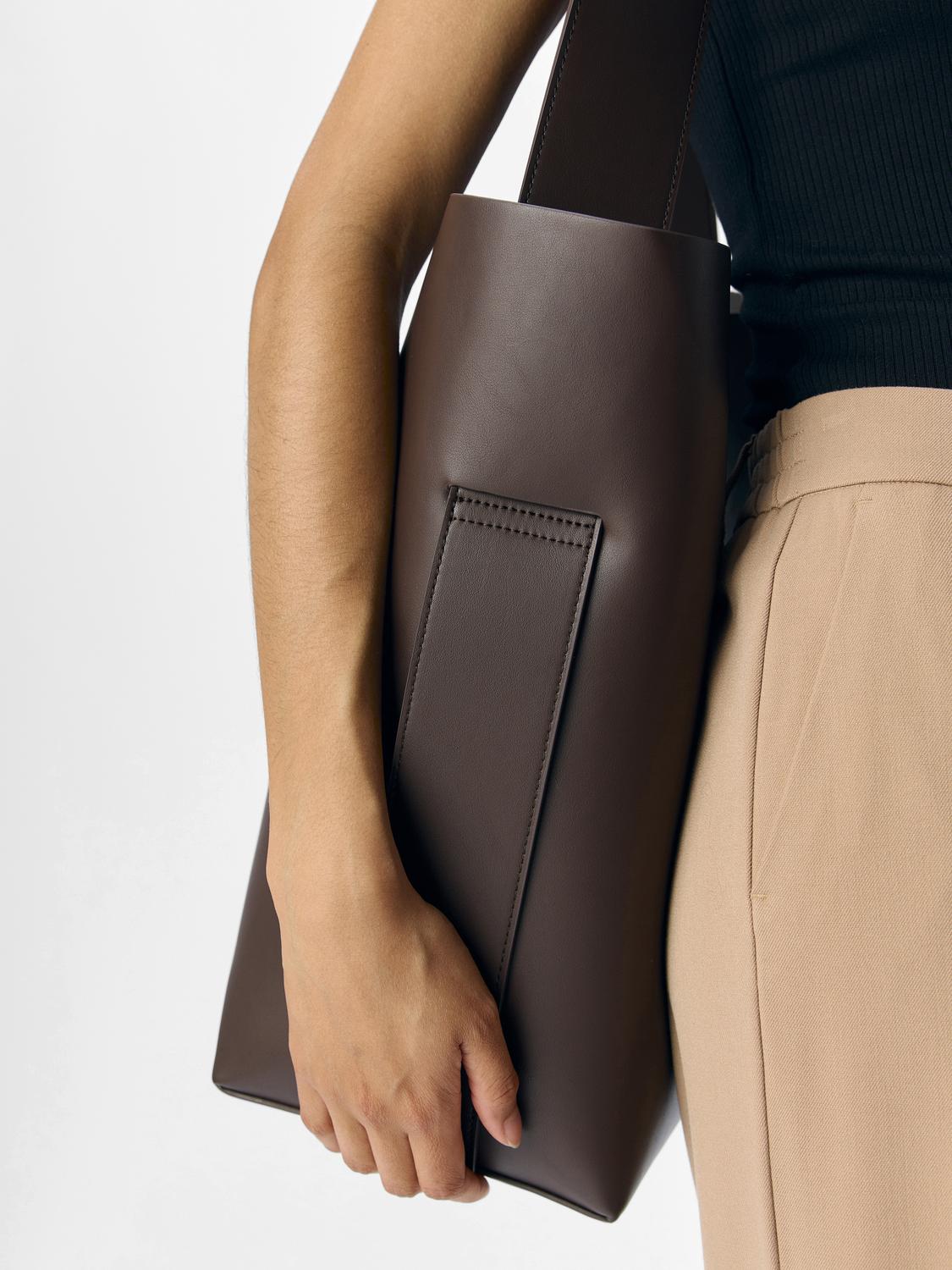 Objgael Pu Shopper Rep Mørkebrun