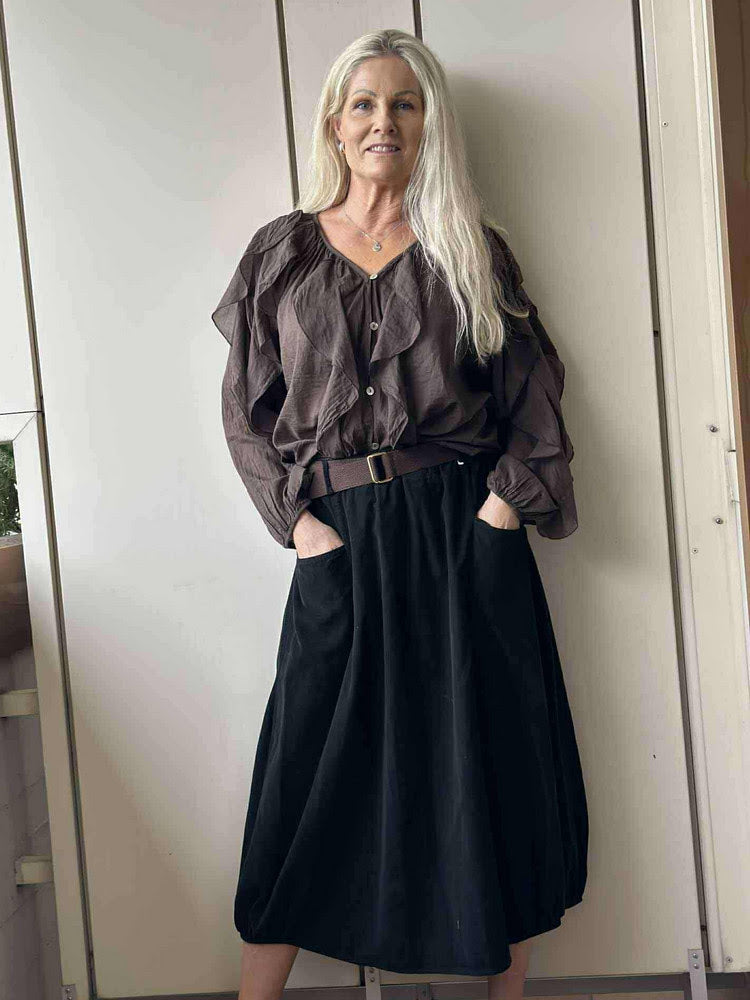 LUX CORD SKJØRT Svart