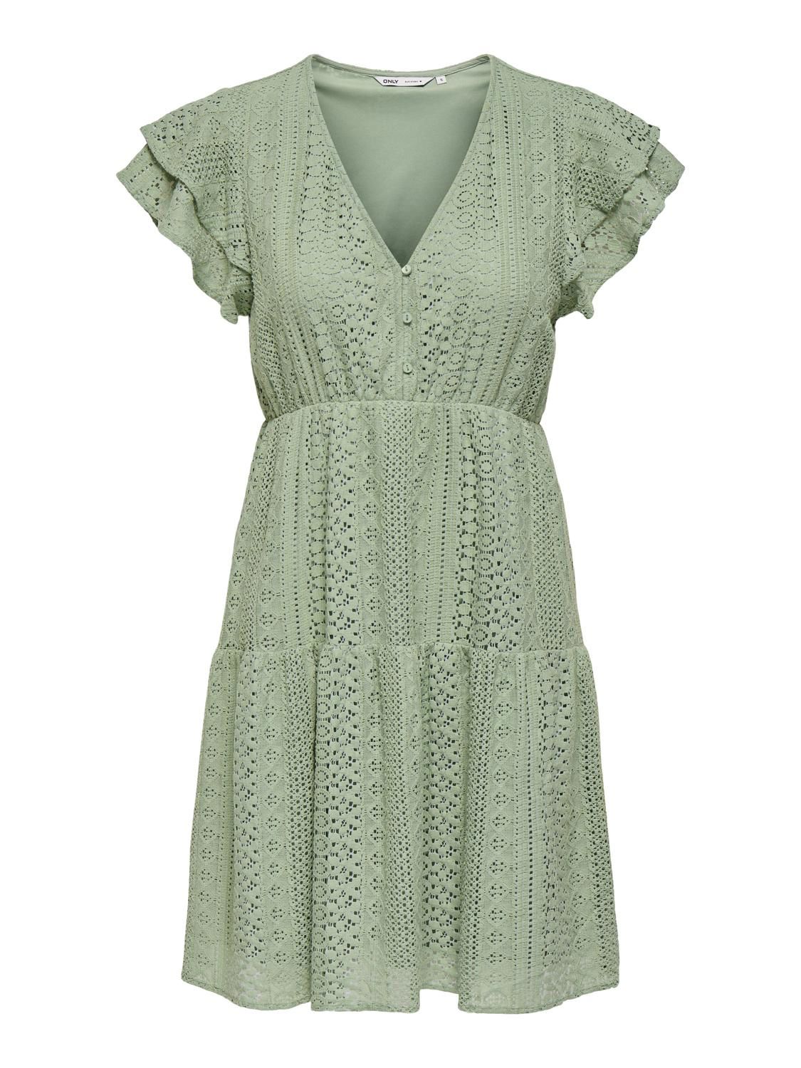Onlhelena Lace Capsl Dress Wvn Noos Grønn