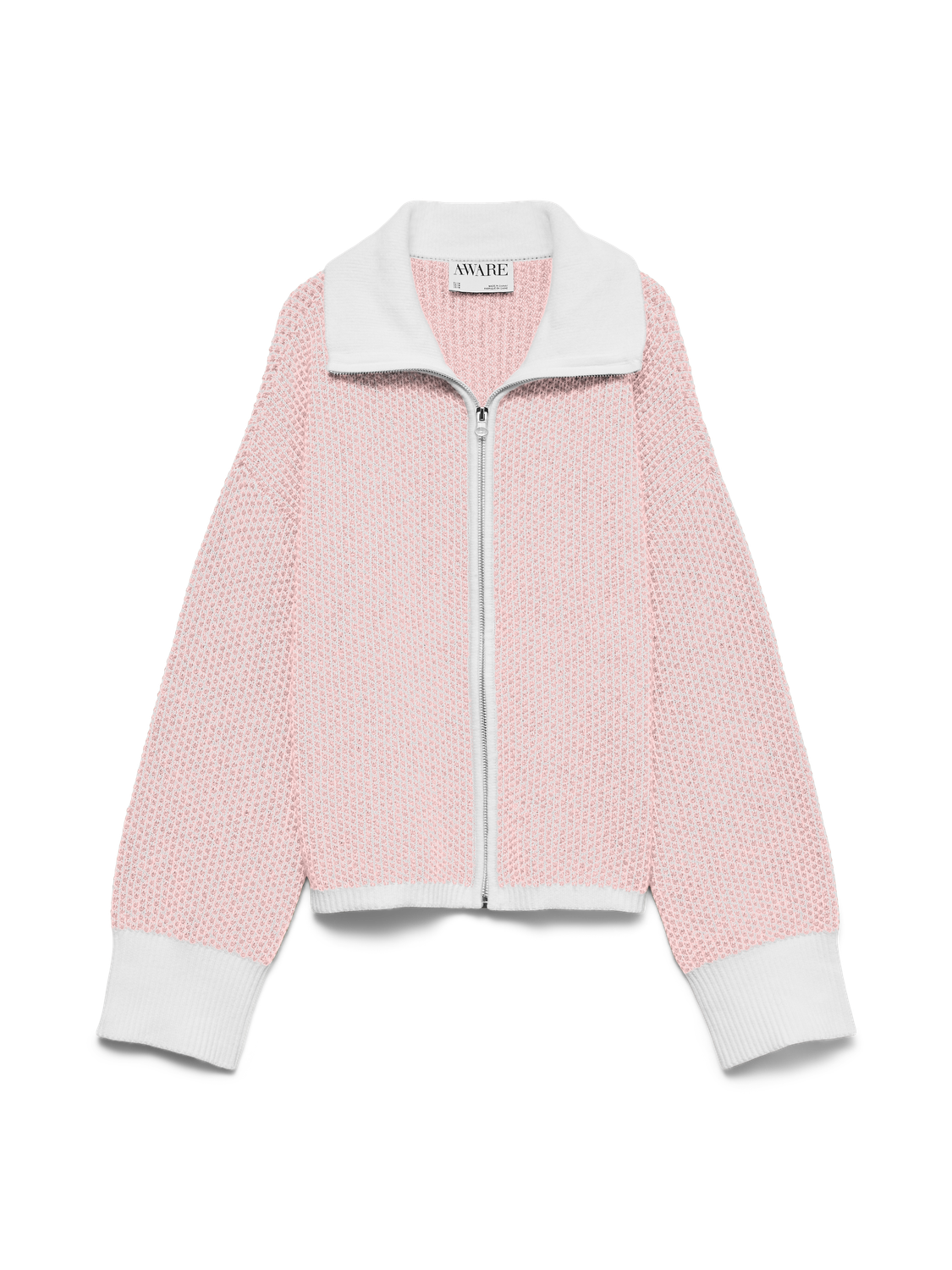 Awollie Ls Zip Knit Cardigan Rosa