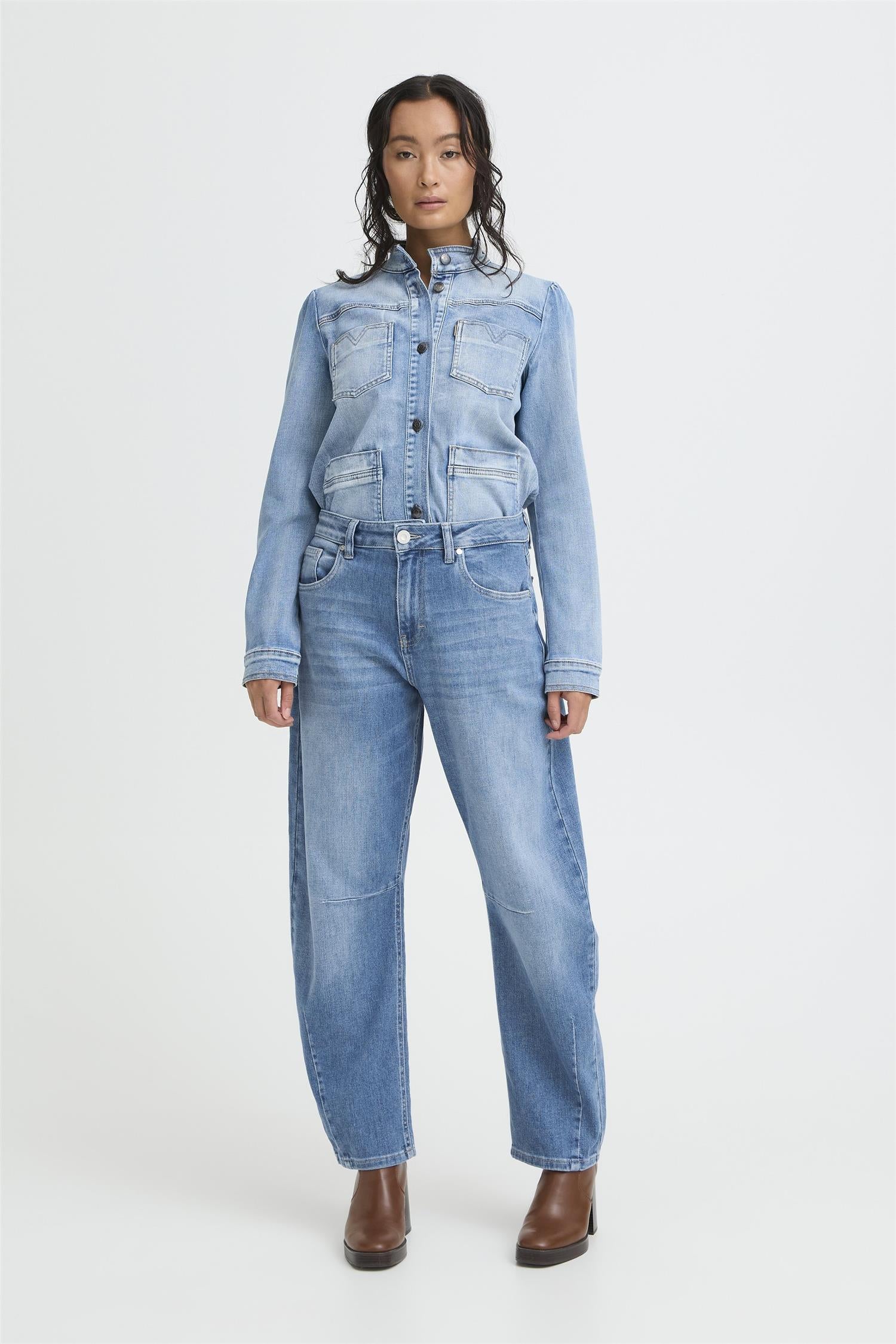 Pzanni Hw Jeans Barrel Leg Blå