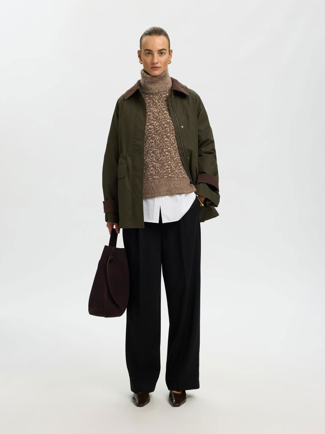 Slwlulu Duo Ls Knit High Neck Noos Brun