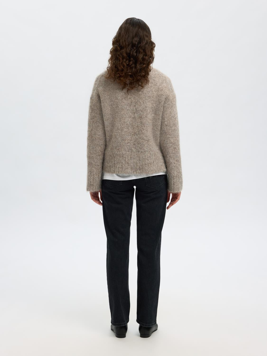 Slfgabriella Ls Knit High Neck Noos Beige