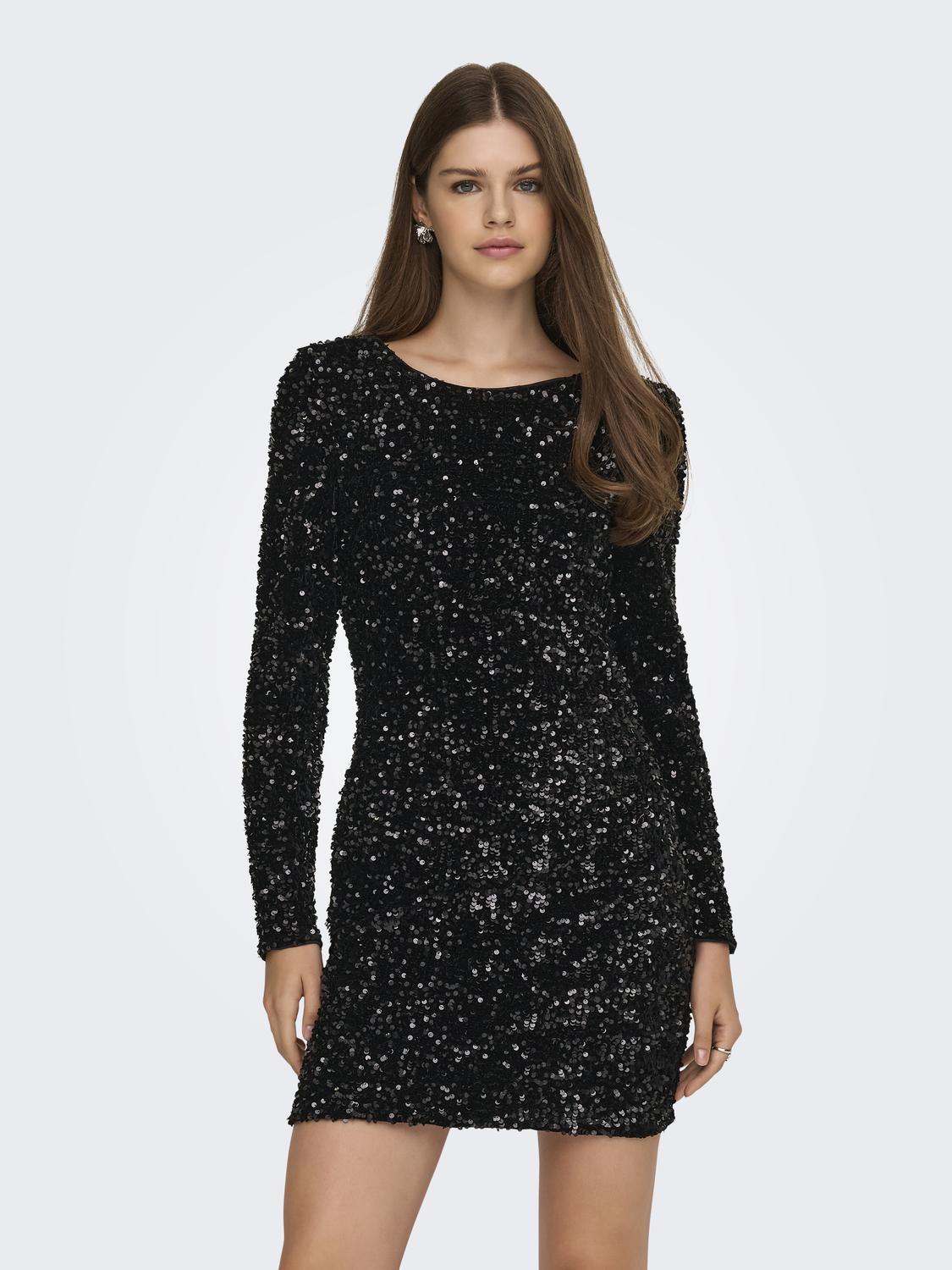 Onlconfidence L/s Deep Sequins Dressjrs. Svart