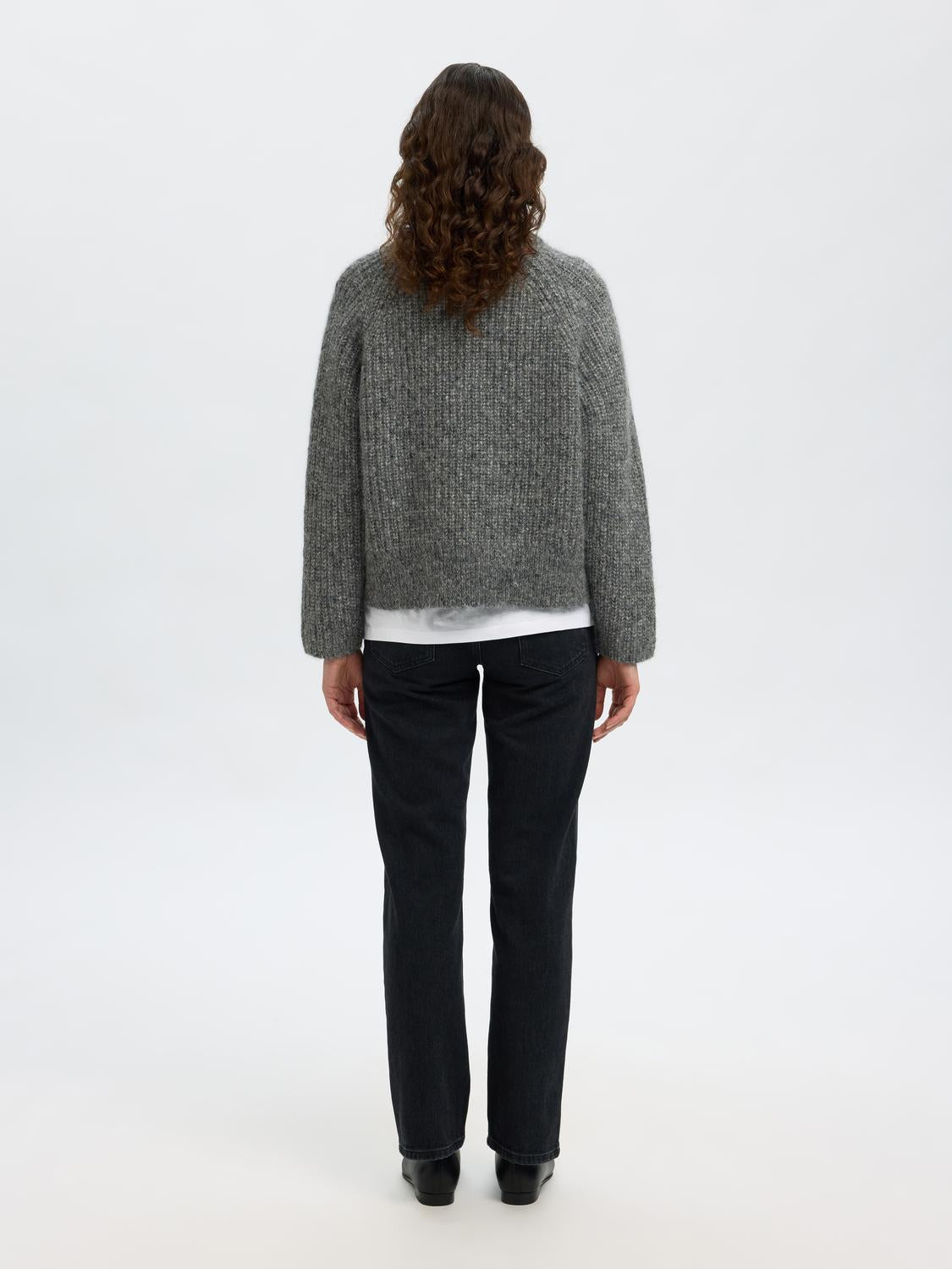 Slfanjuli Ls Knit Zip Cardigan Mellomgrå