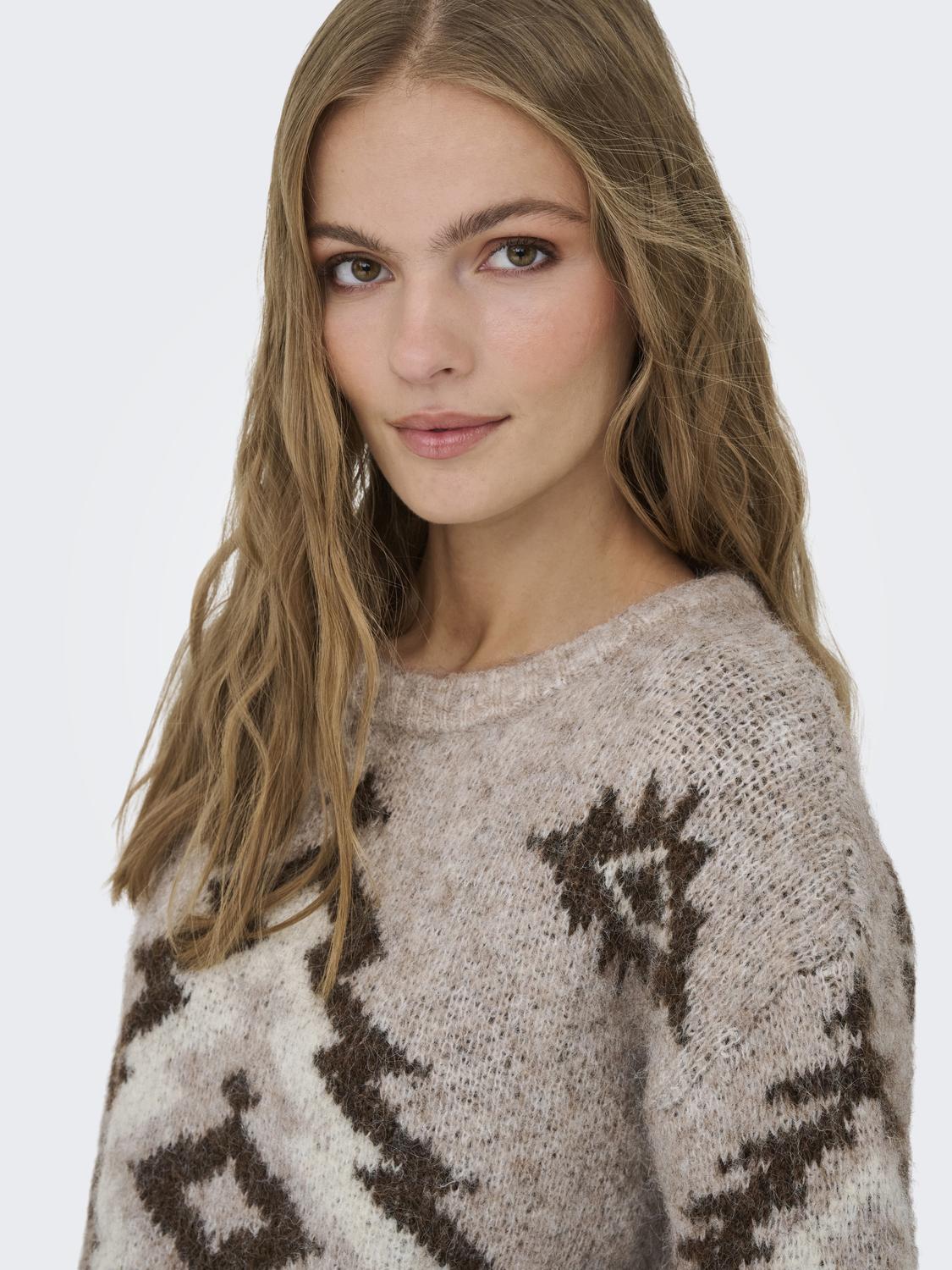Onlazu Ls Jq O-Neck Cc Knt Lysebrun