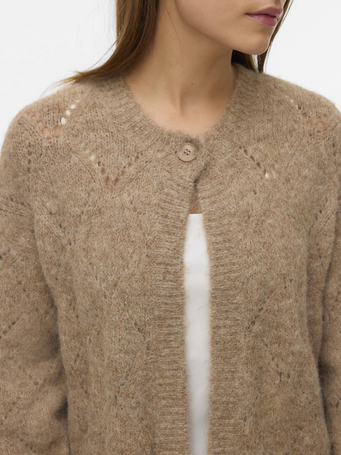 Vmshell Ls O-Neck Onebutton Cardigan Boo Brun