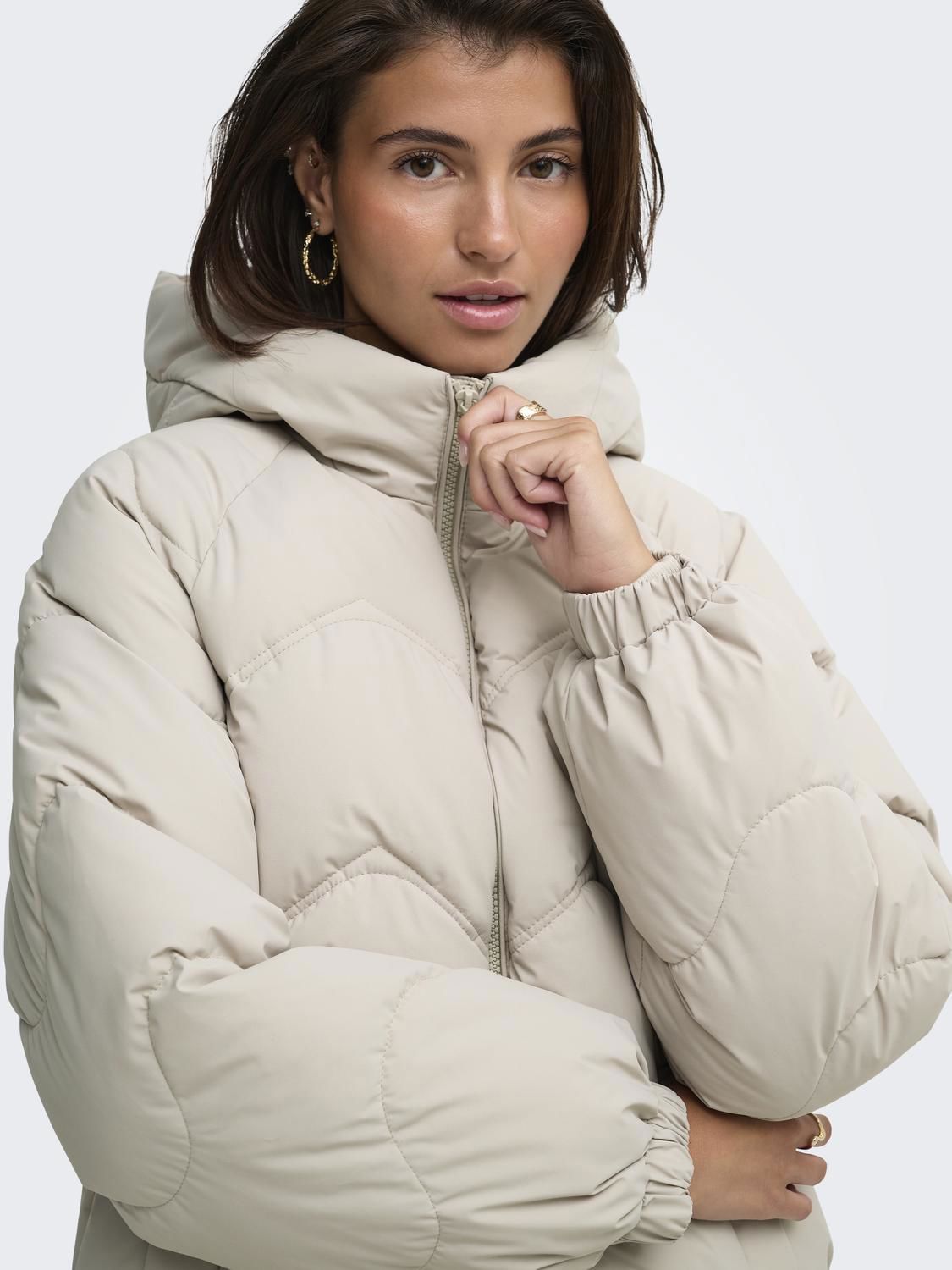 Jdypower Long Hood Puffer Otw Hab Beige