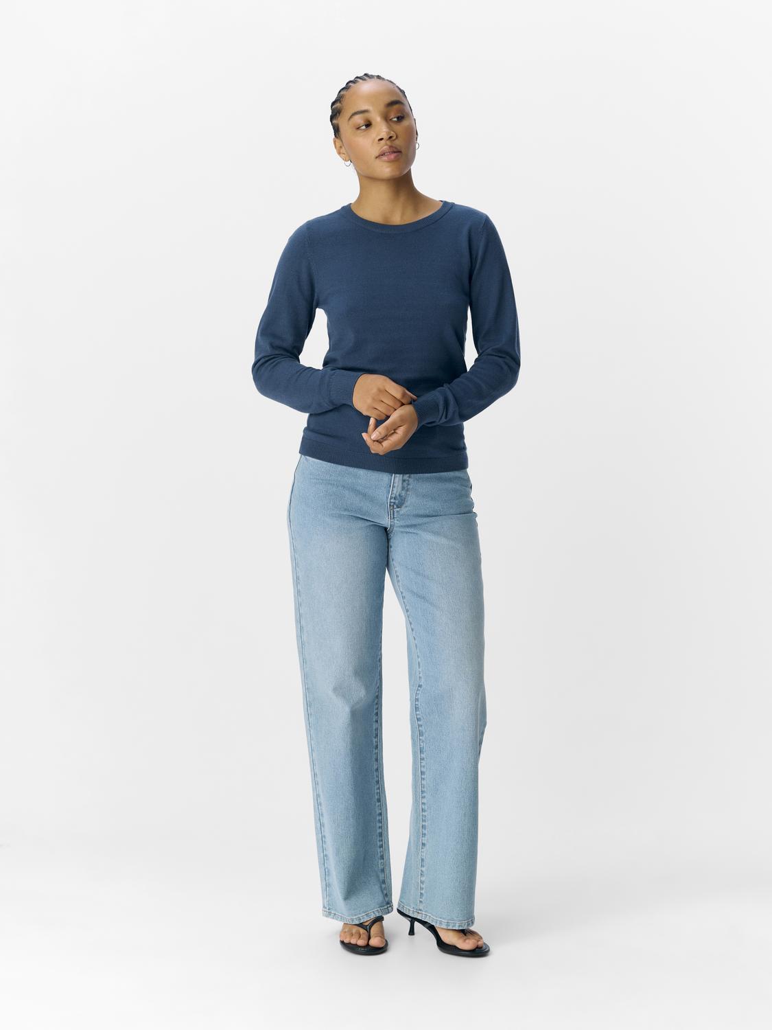 Objthess L/s O-Neck Knit Pullover Noos Mørkeblå