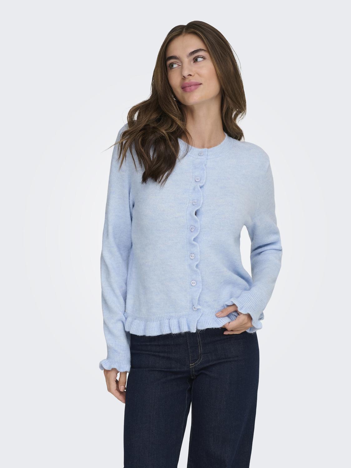 Jdyletty L/s On Frill Cardigan Knt Noos Blå