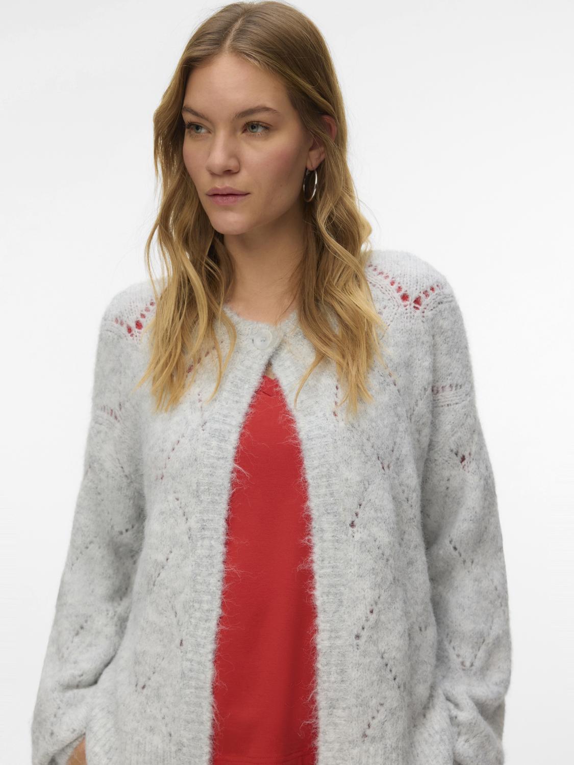 Vmshell Ls O-Neck Onebutton Cardigan Boo Grå