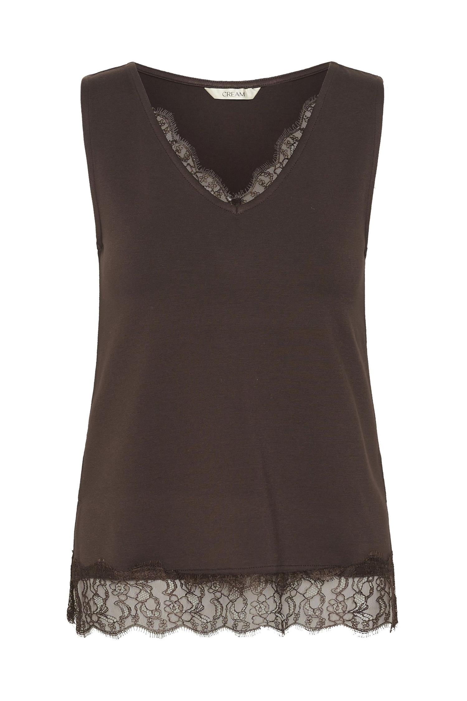 Cralvaia Jersey Lace Top Brun